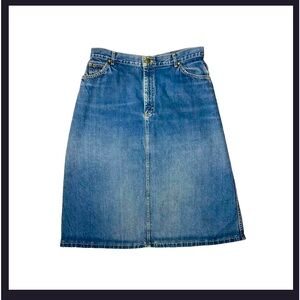 L L Bean classic denim skirt with pockets
